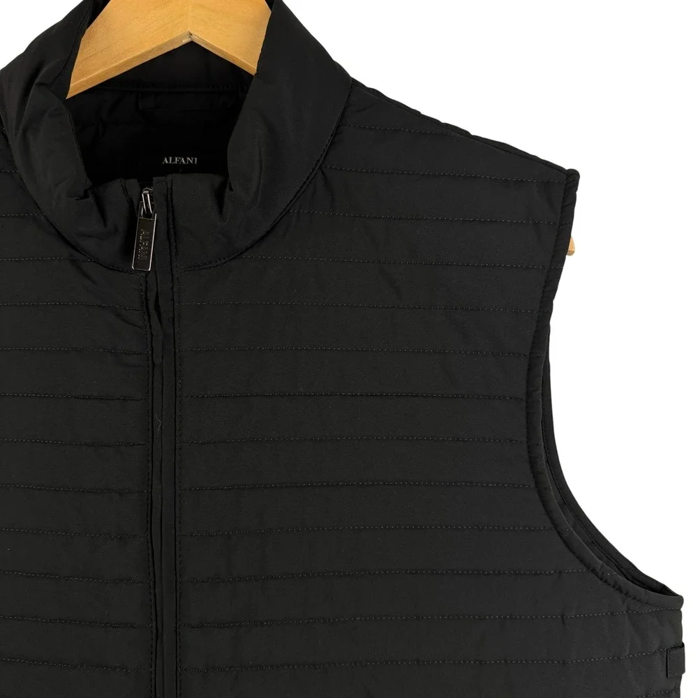 ALFANI Mens puffer quilted insulated full zip vest BLACK - L